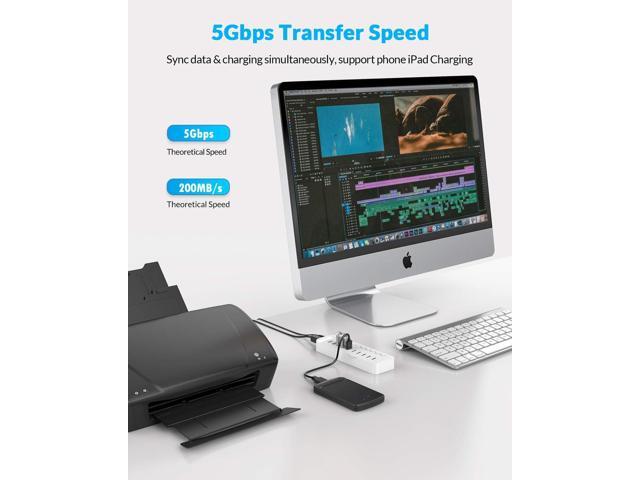 ORICO USB Hub 3.0, 10 Ports USB Hub Splitter, Individual On/Off Switches for Desktop Computer, PC, iMac, Mobile HDD, Flash Drive