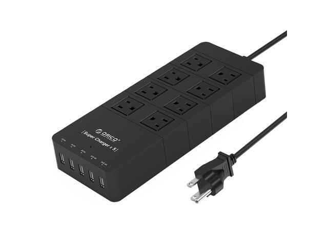 ORICO 8 Outlet Power Strip with Surge Protector, Built-in 5 Ft. Cord, 5 USB Intelligence Charging Ports for iPhone 7/7Puls/6S/6S P, iPad, Samsung...