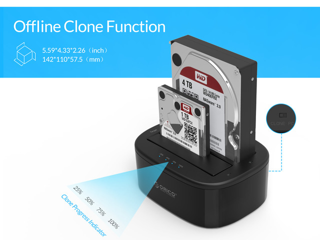 ORICO Dual Bay USB 3.0 to SATA External Hard Drive Enclosure with Offline Clone Function External Hard Drive Docking Station for 2.5/3.5 inch...