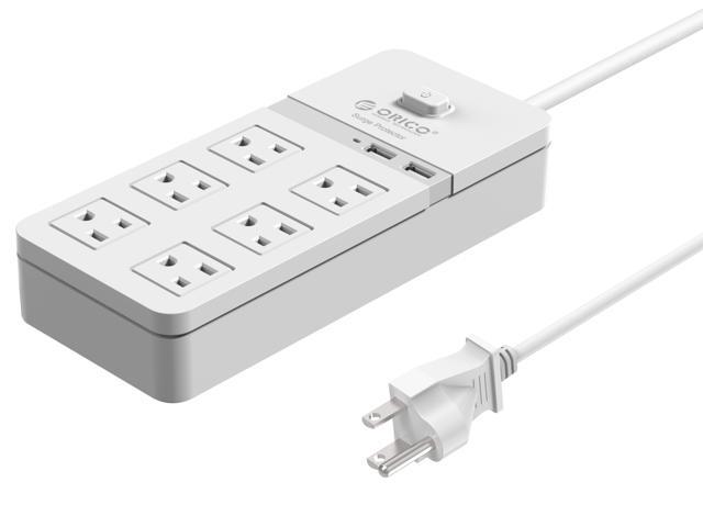 ORICO 6 Outlets Surge Protector 2 Port 5V2.4A USB Super Charger ( with Individual On/Off Switch for iPhone 7/ 6S P/Puls /5SE/iPad/LG/Samsung/HTC...