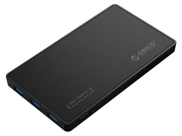 [Tool-less Design with 3 USB3.0 Ports] ORICO 2.5 inch USB3.0 SATA External Hard Drive Disk Enclosure Case for 9.5mm 7mm SATA/HDD/SSD with 3 Ports...