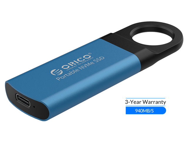 ORICO 256GB Extreme Portable External M.2 Nvme SSD Mini External Solid State Drive with NVMe Interface USB C 3.1 10Gbps Solid State Drive (GV100 Blue)