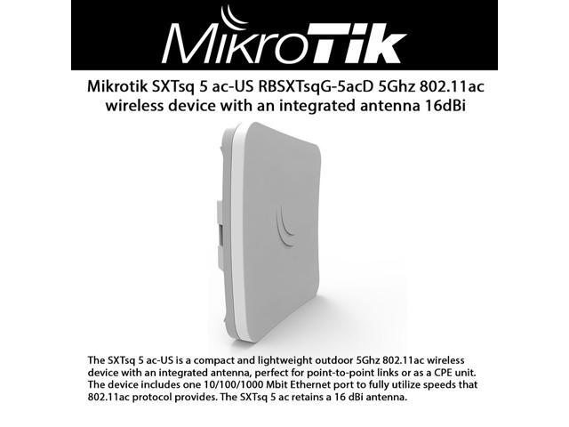 Mikrotik SXTsq 5 ac RBSXTsqG-5acD Outdoor Wireless Device CPE/Backbone 5Ghz 802.11ac with 16dBi Integrated Antenna