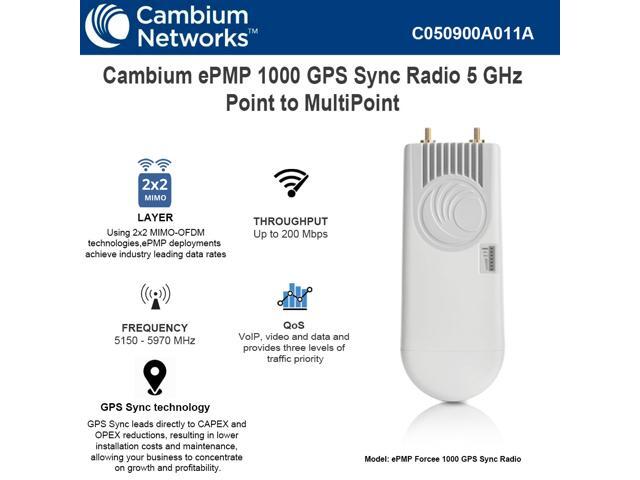 Cambium Networks ePMP 1000 GPS Sync Radio 5GHz and 2.4 GHz Band 2x2 MIMO Point to Multipoint