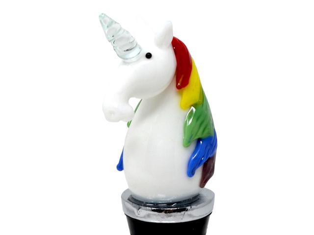 Photos - Barware White Unicorn Bottle Topper Glass and Metal BS-524