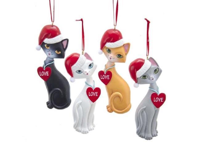 Photos - Other Jewellery Love Kitty Cats in Santa Hats Christmas Holiday Ornaments Set of 4 A1992