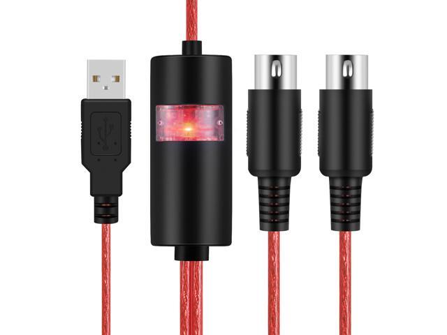 TNP Midi to USB Cable Interface Converter - IN OUT Midi Cable Host Adapter Plug Controller Wire Cord For Keyboard Synthesizer Device to Mac Pc...
