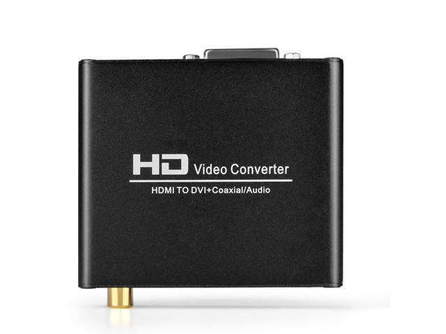 HDMI to DVI Converter with Audio Out - HDMI to DVI Video Audio Adapter Sound Splitter to 3.5mm AUX Auxiliary / 2 RCA Stereo & Coaxial Output Jack...
