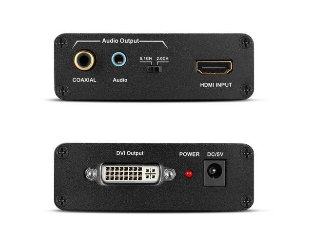HDMI to DVI Converter with Audio Out - HDMI to DVI Video Audio Adapter Sound Splitter to 3.5mm AUX Auxiliary / 2 RCA Stereo & Coaxial Output Jack...