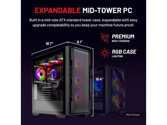 Skytech Rampage Gaming PC Desktop, Ryzen 7 7700X 4.5 GHz (5.4GHz Turbo Boost), NVIDIA RTX 5070 12GB GDDR7, 1TB Gen4 SSD, 32GB DDR5 RAM 6000 RGB,...