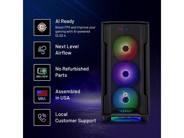 Skytech Gaming Shadow Gaming PC, AMD Ryzen 5 5500 3.6GHz, NVIDIA RTX 5060 Ti 8GB VRAM, 1TB NVMe SSD, 16GB DDR4 RAM 3200, 650W GOLD PSU, Wi-Fi, Win...