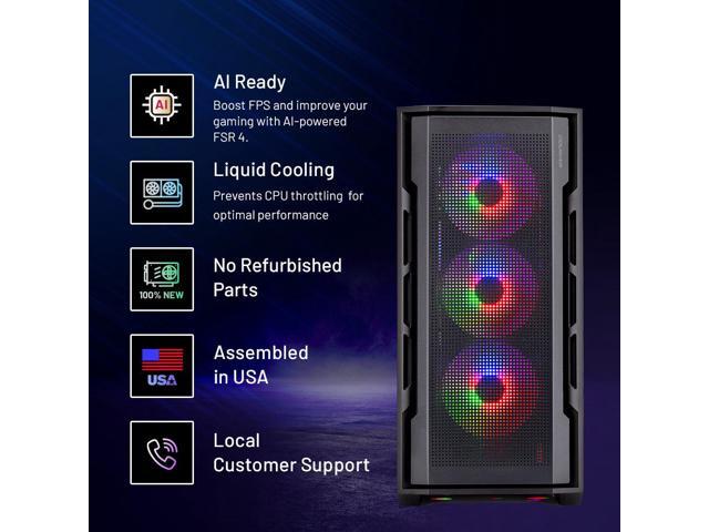 Skytech Gaming Rampage Gaming PC, AMD Ryzen 7 7700X 4.5GHz, AMD RX 9070 XT 16GB VRAM, 1TB NVMe SSD, 16GB DDR5 RAM 6000 Non-RGB, 850W GOLD ATX 3...