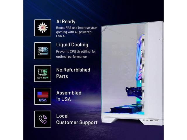 Skytech Gaming O11 Vision Gaming PC, AMD Ryzen 7 7700X 4.5GHz, AMD RX 9070 XT 16GB VRAM, 1TB NVMe SSD, 16GB DDR5 RAM 6000 Non-RGB, 850W GOLD ATX 3...