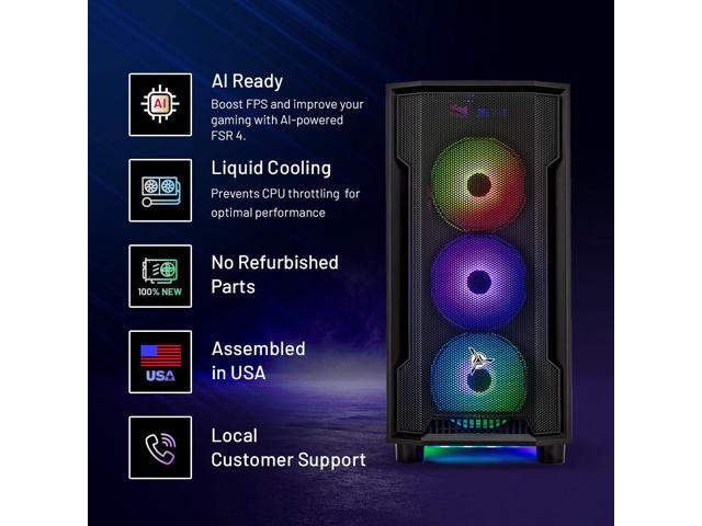 Skytech Gaming Shadow Gaming PC, AMD Ryzen 7 7700X 4.5GHz, AMD RX 9070 XT 16GB VRAM, 1TB NVMe SSD, 16GB DDR5 RAM 6000 Non-RGB, 850W GOLD ATX 3 PSU,...