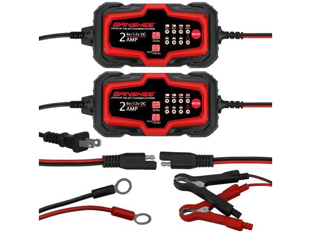 Car Automatic Motorcycle Battery Charger Maintainer Trickle 6V 12V 2A 2 Pack