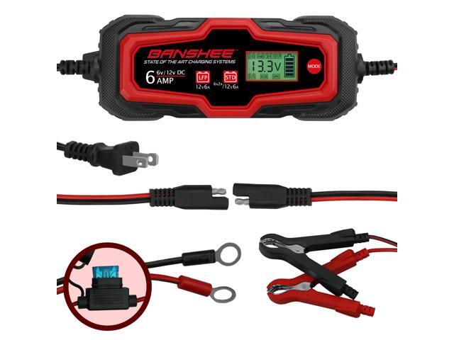 Banshee 6A Smart Car Battery Charger, 6V and 12V Automotive Charger, Battery Maintainer, Trickle Charger, Float Charger and Desulfator for...