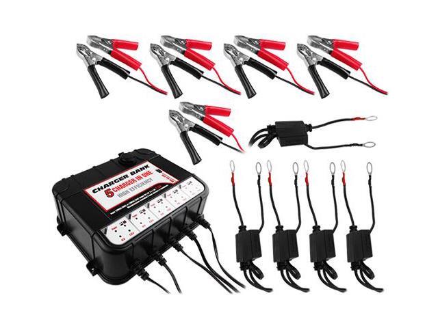 1.5 Amp 6/12V 5 Bay Battery Charger for SLA w/ 2x USB Ports