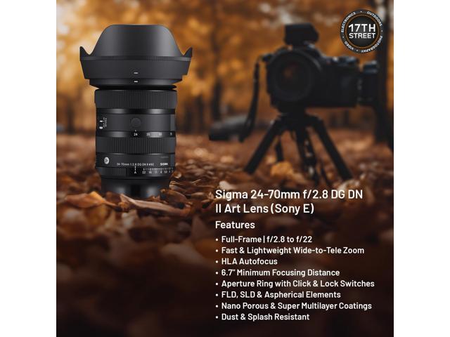 Sigma 24-70mm f2.8 DG DN Art Lens Sony E Full Frame Format, Six SLD Elements, Rounded 11-Blade with Godox Flash TT350S Mini, SanDisk 64GB Extreme...