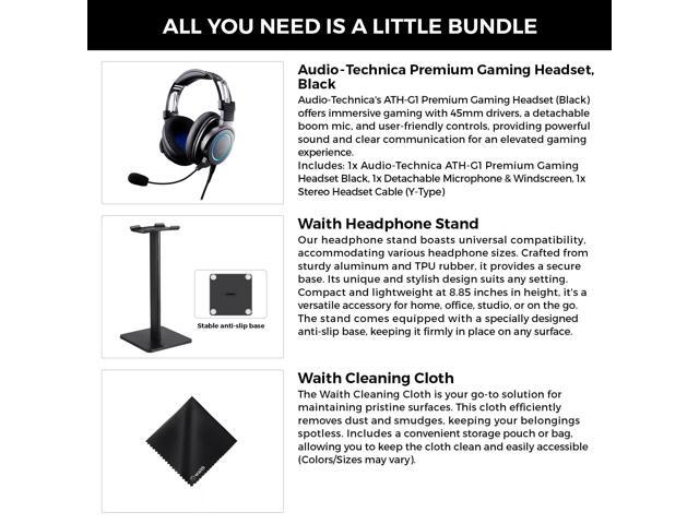 Audio-Technica ATH-G1 Closed Back Premium Wired Gaming Headset (Black)+Stand