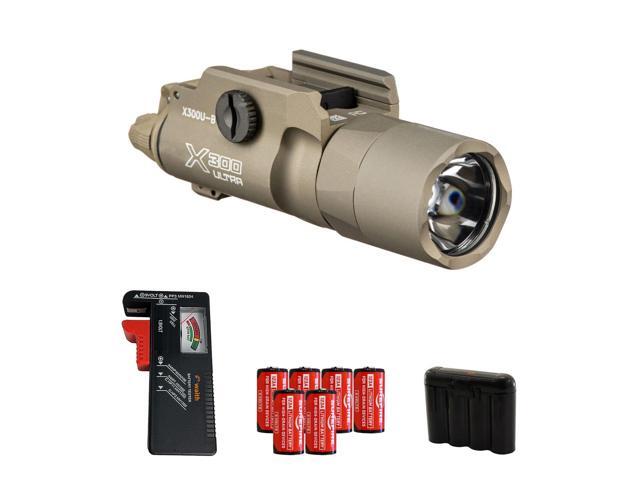 SureFire X300U-B Tactical Weapon Light, Tan with Batteries/Tester/Cases Bundle
