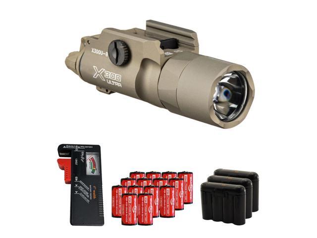 SureFire X300U-B Tactical Weapon Light, Tan with Batteries/Tester/Cases Bundle