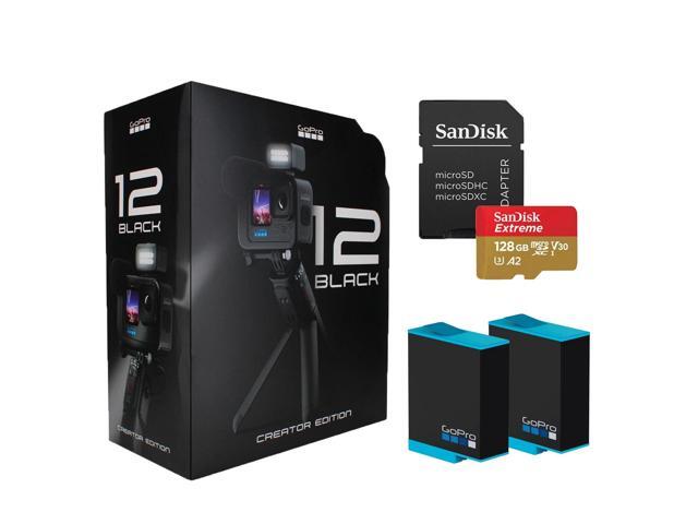 GoPro HERO12 Black Creator Edition with 2 Battery + 128GB Memory Card Bundle