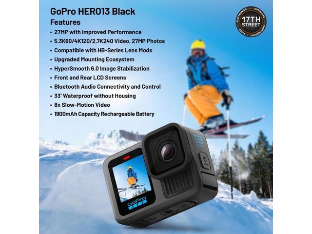 GoPro HERO13 Black Action Camera with Rechargeable Battery and 128GB SD Card Kit