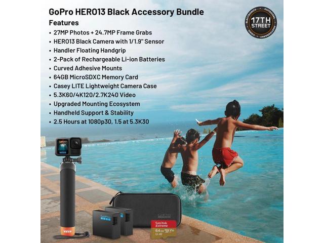 GoPro Hero13 Black 27MP Waterproof Action Camera with Head Strap Bundle