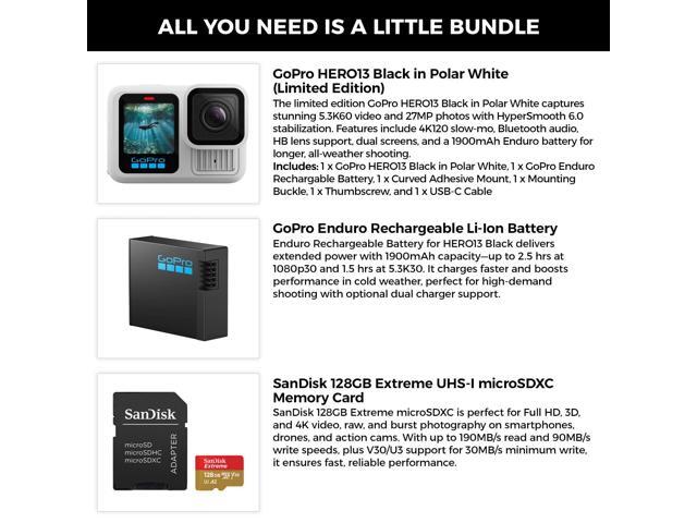 GoPro Limited Edition HERO13 Black-Polar White+GoPro Battery+128GB M-Card Bundle