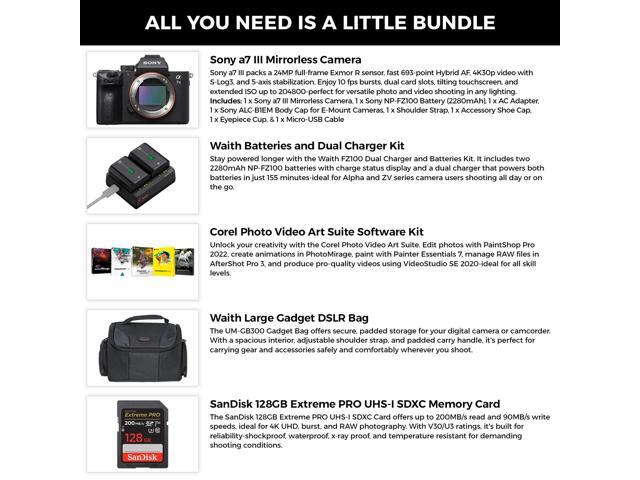 Sony a7 III Mirrorless Full-Frame Digital Camera+Corel Software+128GB SDXC Kit