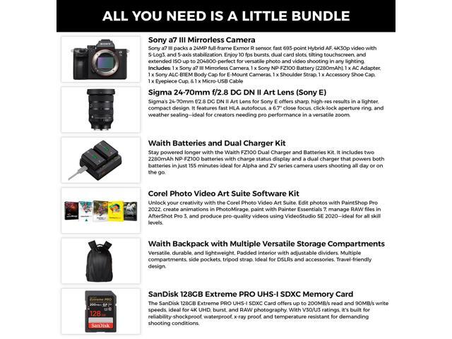 Sony a7 III Mirrorless Full-Frame Digital Camera 24MP+Sigma 24-70mm Art Lens Kit