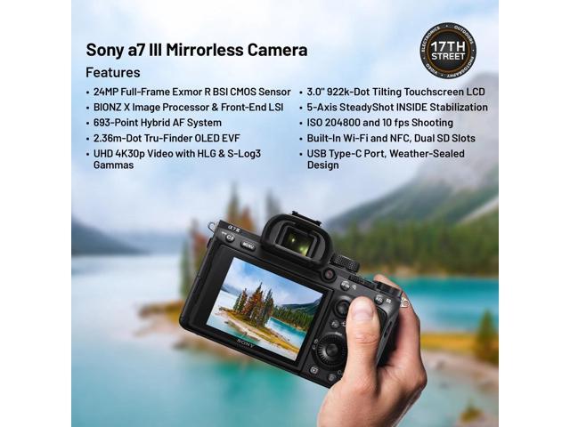 Sony a7 III Mirrorless Full-Frame Digital Black Camera+Corel Software+Flash Kit
