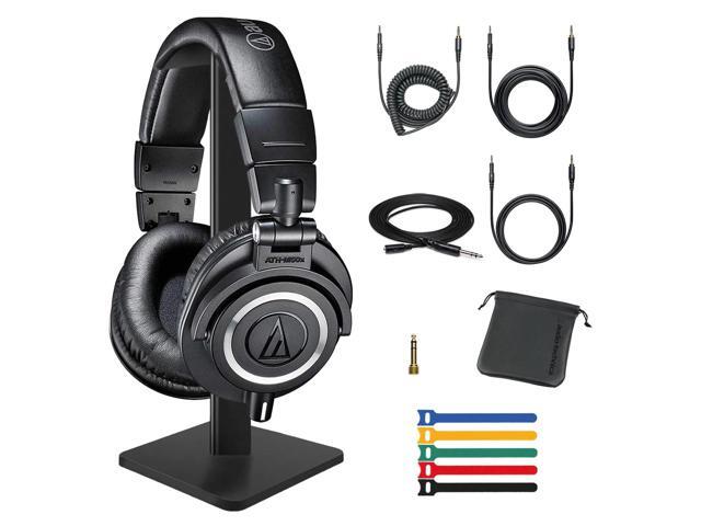 Audio-Technica ATH-M50x Closed-Back Monitor Headphone +Cable +Ties +Stand Bundle