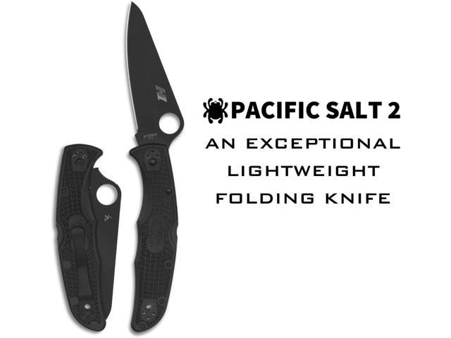 Spyderco Pacific Salt 2 H-1 Steel Blade Lightweight Knife, Black