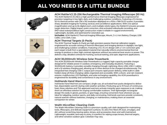 AGM RattlerV2 Thermal Imaging Riflescope, Targets, Powerbank, Handwarmers, and Cleaning Cloth - Kit
