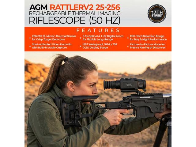 AGM RattlerV2 Thermal Imaging Riflescope, Targets, Powerbank, Handwarmers, and Cleaning Cloth - Kit