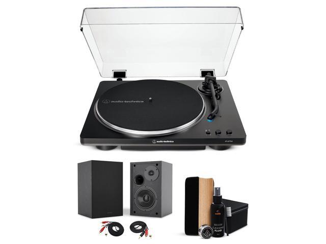 Audio-Technica AT-LP70X-BG Automatic Turntable, 2 Bookshelf Speakers & Record Cleaner Kit - Bundle