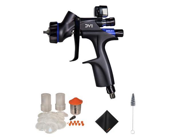 DevilBiss 704504 DV1 Basecoat Spray Gun, 24 oz Demo Dekups - DPC-44 Cup Cleaning Brush & Cloth - Kit
