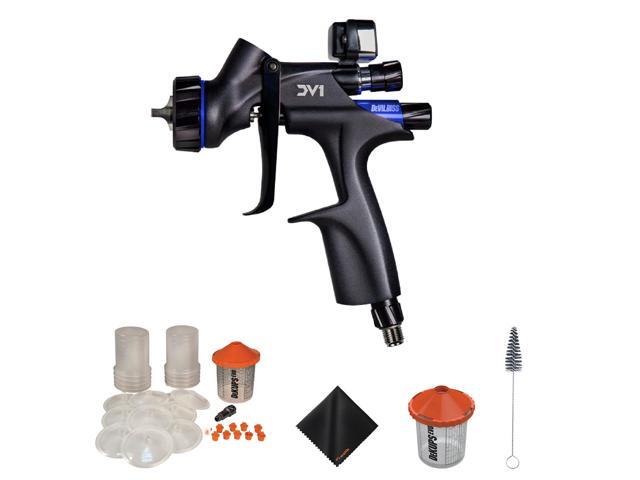 DevilBiss 704504 DV1 Basecoat Spray Gun, 24 oz Demo Dekups - DPC-44 Cup Cleaning Brush & Cloth - Kit