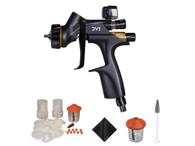 DevilBiss 704521 DV1 Clearcoat Spray Gun, 24 oz Demo Dekups, DPC-44 Cup Cleaning Brush & Cloth - Kit