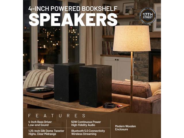 Audio-Technica ATATLPW50BTRW Automatic Turntable, Shelf Speaker & Cleaner Kit, Cork Platter, Bundle
