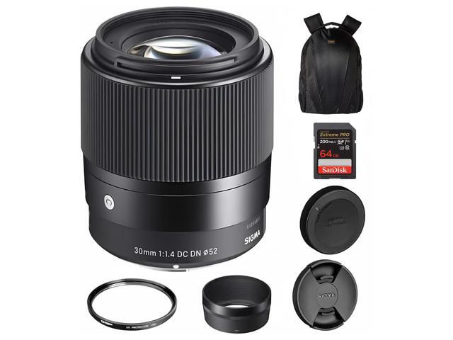 Sigma 30mm f/1.4 DC DN Contemporary Lens for Sony E, 52mm UV, 64GB, Camera Bag