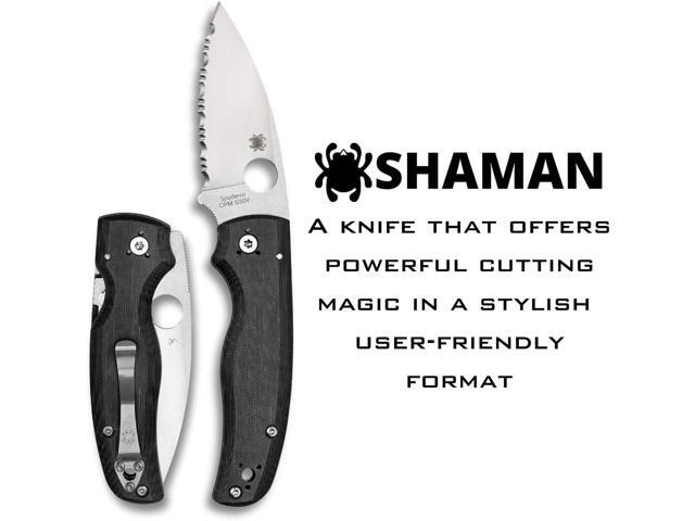 Spyderco Shaman Folding Pocket Knife with 3.5' CPM S30V Steel Blade, Black