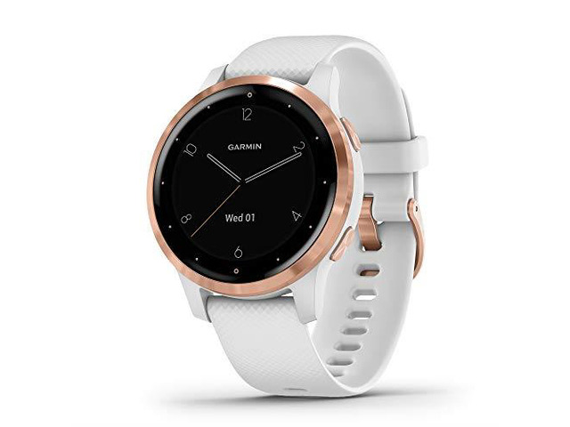 Garmin vivoactive 4S Smartwatch (40mm, Rose Gold Stainless Steel Bezel/White Case, Silicone Band)