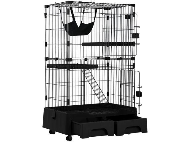 Cat Cage Playpen Kennel Crate 52.3 Inchs Height Cat House Furniture Cat Litter Box and Storage Case in One Pet Enclosure with 2 Front Doors 2.