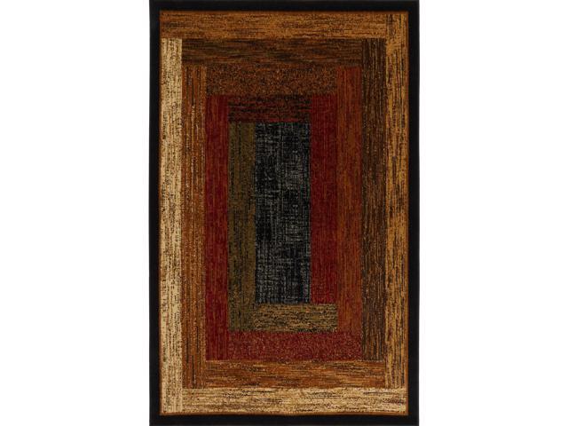 Home Dynamix Vega Modern Area Rug, Geometric Black/Brown/Red 19'X72'
