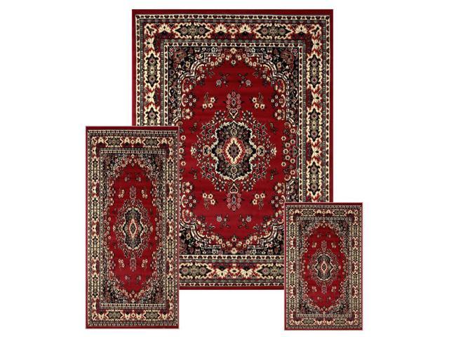 Photos - Area Rug Home Dynamix Red Traditional 3PC Rug Set -  , Runner (2'(5' x 7')