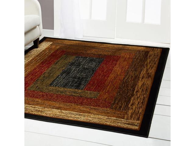 Home Dynamix Vega Modern Area Rug, Geometric Black/Brown/Red 19'X72'