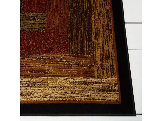Home Dynamix Vega Modern Area Rug, Geometric Black/Brown/Red 19'X72'