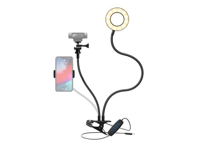 Knox Gear Selfie Ring Light Stand with Cell Phone Holder and Webcam/Camera Mount
